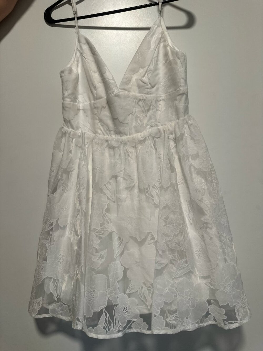 Floral Feelings White Floral Jacquard Babydoll Mini Dress - Picture 7 of 8